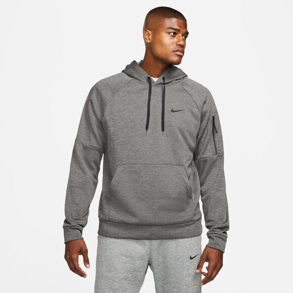 Sz Large NIKE Therma-Fit Hooded Fitness Pullover Charcoal Heather DQ4834 071 New - Picture 1 of 7
